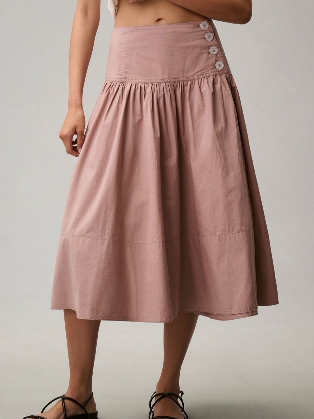 Maeve Drop Waist Wrap Midi Skirt- Mauve